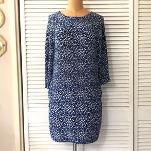 H&M Dress Womens size 4 Blue Speckled 3/4 Sleeve Office Party Shift Pockets